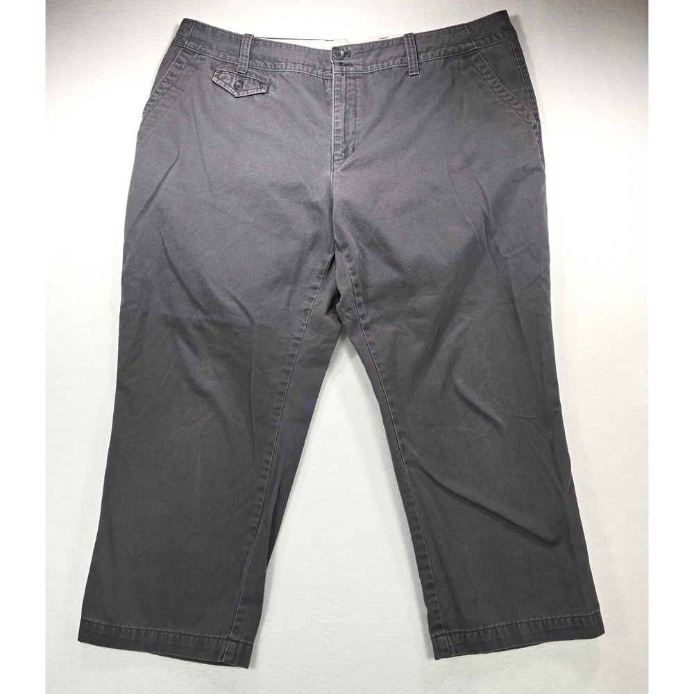 Eddie Bauer Blakely Pants Women 18 Gray Heritage Wash Cropped Chino Straight Leg
